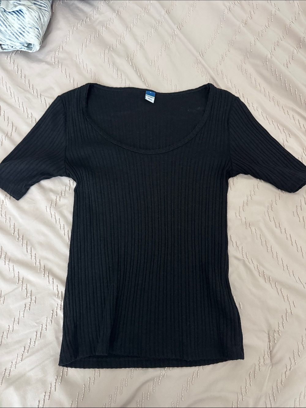 Old Navy Black Ribbed Short Sleeve Scoop Neck Top